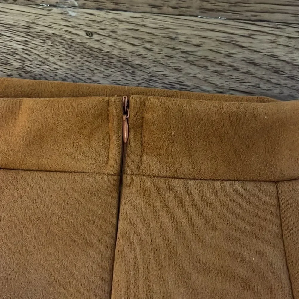 NWOT Lace-Up Faux Suede Mini Skirt coffee